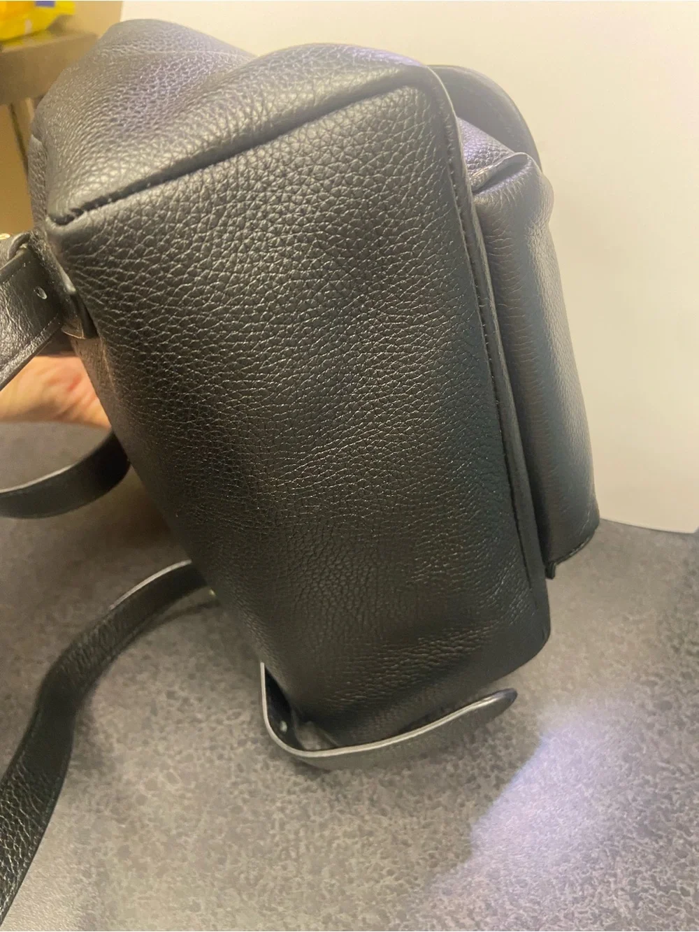 Coach Black Pebbled Leather Mini Backpack with Gold Hardware Accents